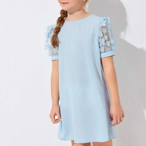 Girls sheer mesh sleeve dress
